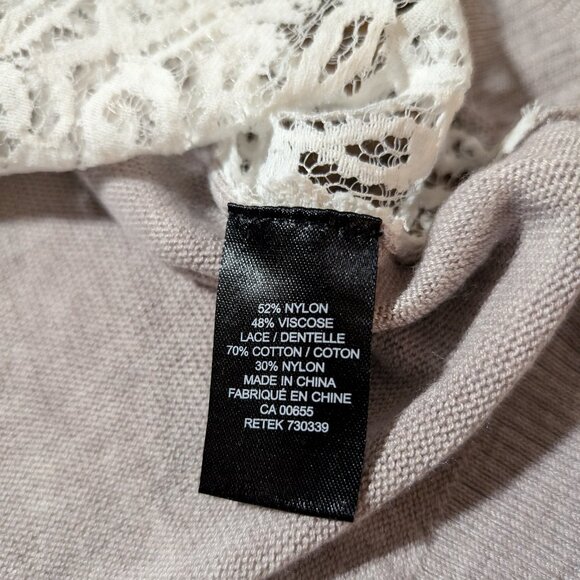 RW&CO lace crew neck sweater taupe size small - Picture 12 of 15
